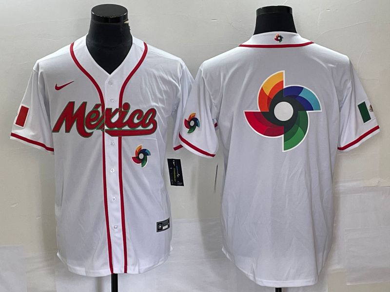 Men 2023 World Cub Mexico Blank White Nike MLB Jersey3